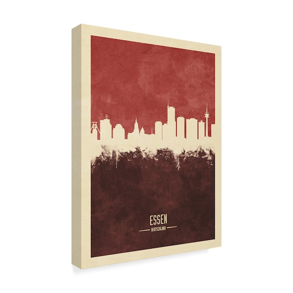 Michael Tompsett 'Essen Germany Skyline Red Ii' Canvas Art,18x24